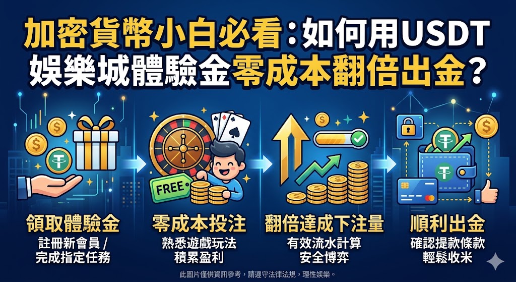加密貨幣小白必看:如何用USDT娛樂城體驗金零成本翻倍出金?